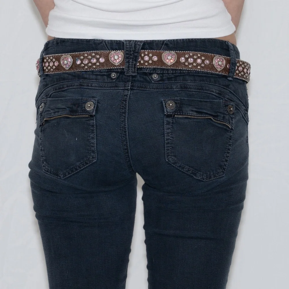 Y2k rhinestone western belt with heart rhinestones size XS 33" - Picture 2 of 6